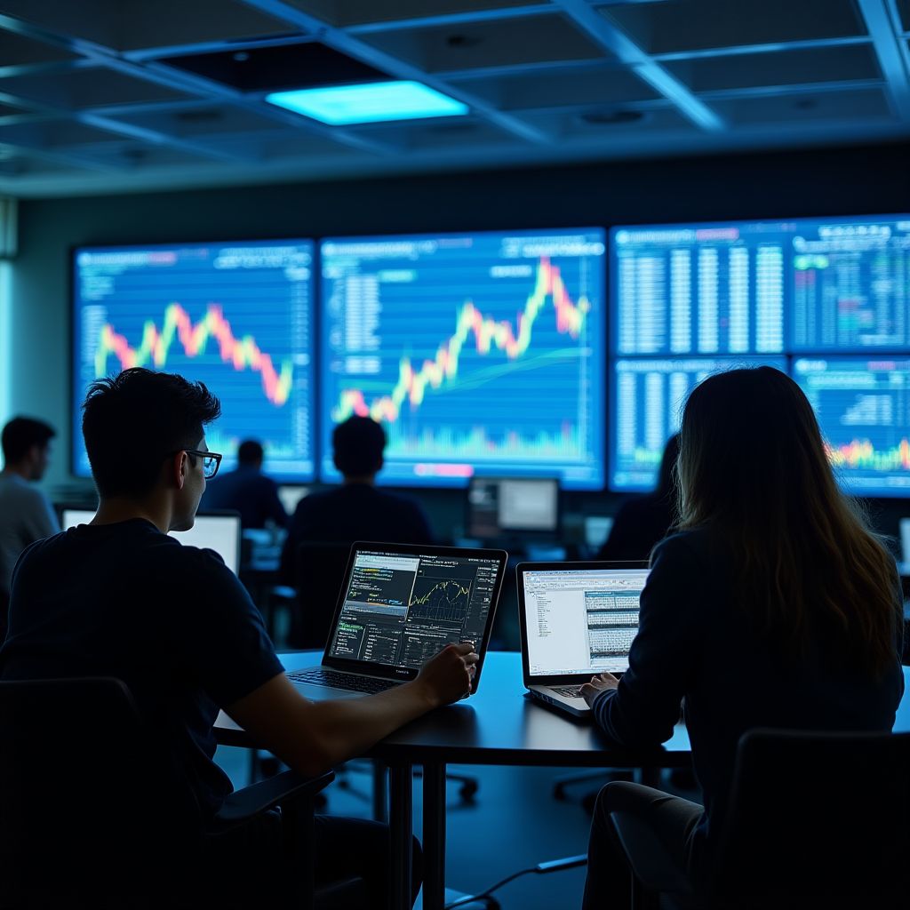 Estudiantes analizando datos del mercado petrolero